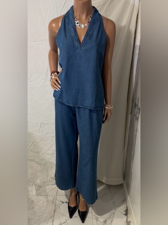 Source Unknown Pants - Source Unknown Blue Denim Sleeveless Jumpsuit ☑️